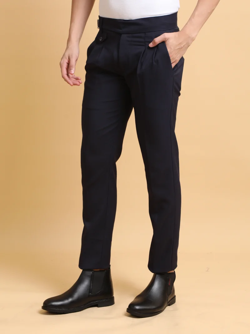 Maniac  Maniac Mens Gurkha Solid Navy Cotton Trouser for Men | Best Price UAE